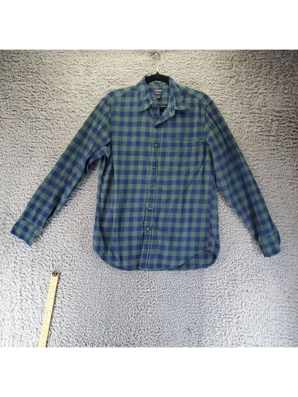J. Crew Shirt Mens Medium Green & Blue Classic Flannel Button-Up Long Sleeve